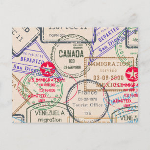Passport Stamps Travel Postcard