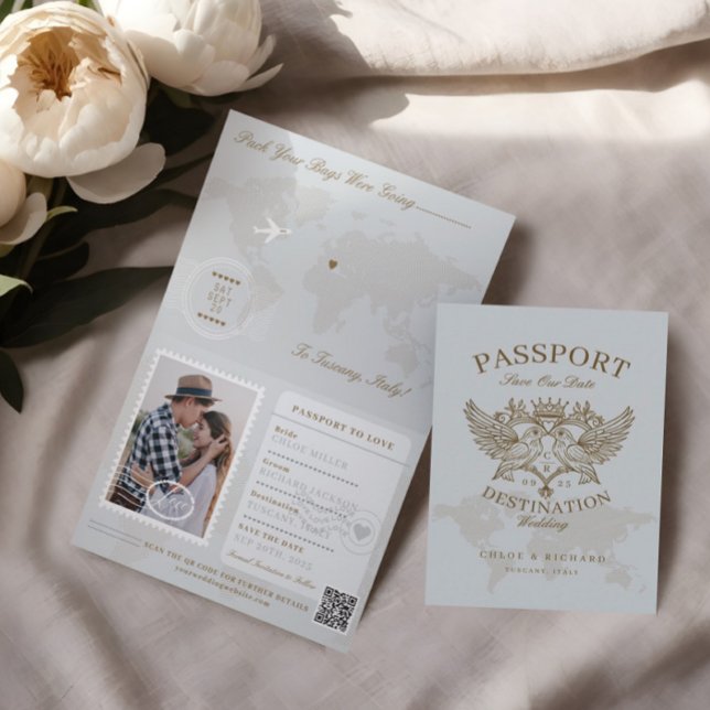 Passport Style Save The Date Destination Wedding Announcement (Passport Style Save The Date Destination Wedding Announcement)