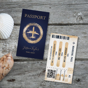 Passport Travel Makeup World Map Boarding Pass Business Card
