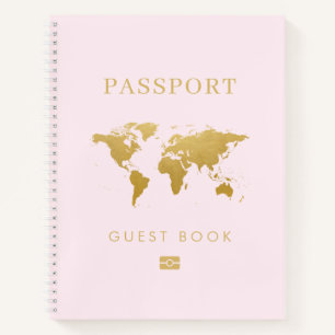 Passport Travel Theme Pink Wedding Guest Book