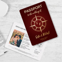 Passport Wedding Destination Gold Compass Monogram