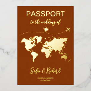 Passport Wedding Destination Gold Foil Adventure 