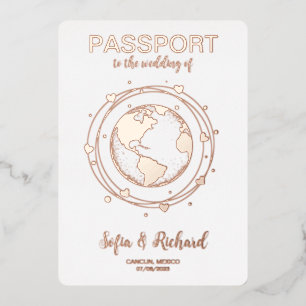 Passport Wedding Destination Gold Foil World Map F