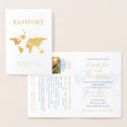 Passport Wedding Invitation Real Gold Foil Map