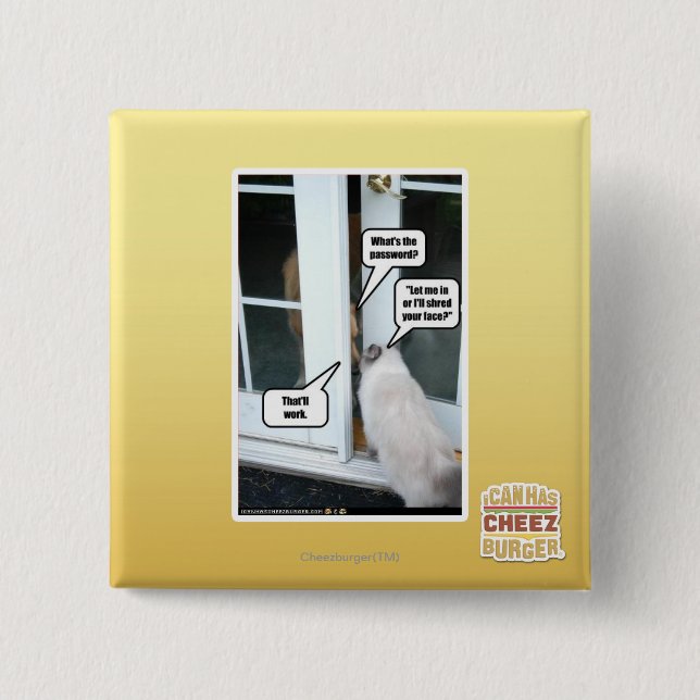 Password Please 15 Cm Square Badge (Front)