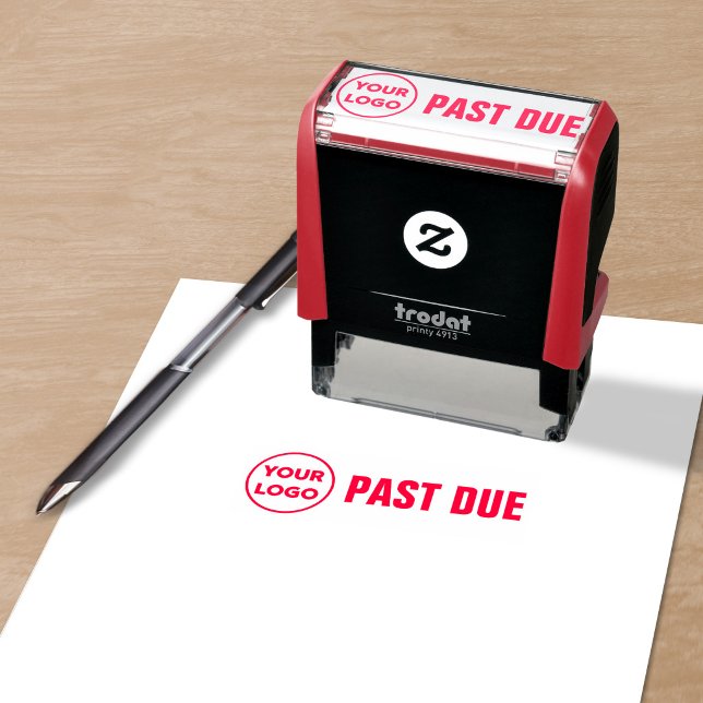 Past Due Custom Logo Invoice Self-inking Stamp (Past Due Custom Logo Invoice Self-inking Stamp in situ)