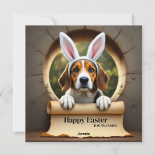 Past hound dog - with Family Name Holiday Card