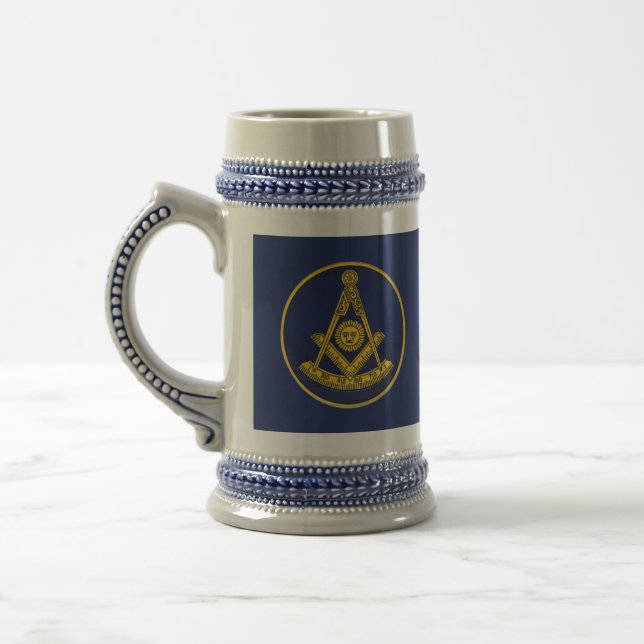 Past Master Freemason Square and Compass Masonic  Beer Stein (Left)
