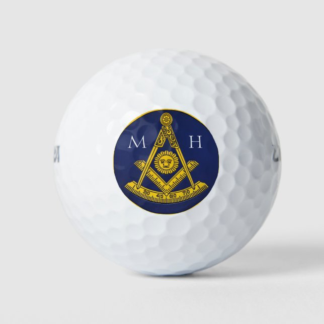 Past Master Freemason Square and Compass Masonic  Golf Balls (Front)
