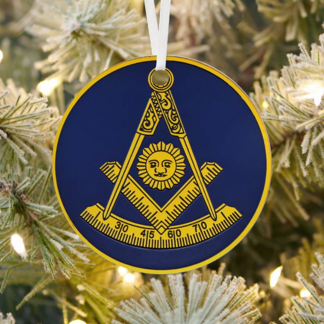 Past Master Freemason Square and Compass Masonic  Metal Tree Decoration (Insitu)