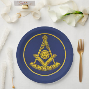 Past Master Freemason Square and Compass Masonic  Paper Plate