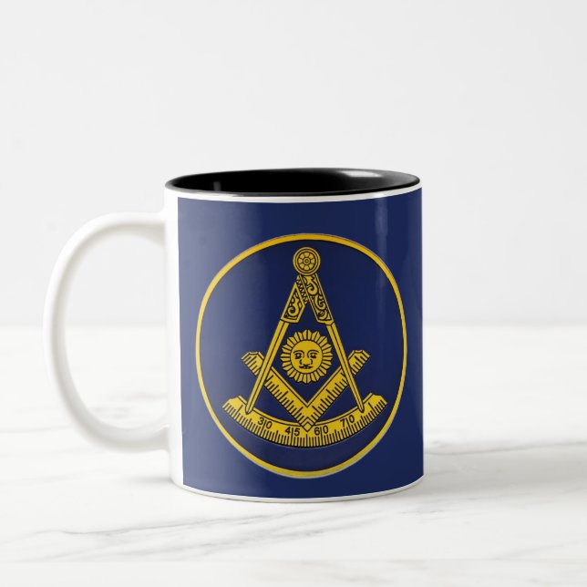 Past Master Freemason Square and Compass Masonic  Two-Tone Coffee Mug (Left)