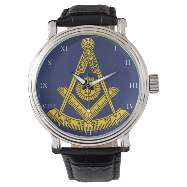 Past Master Freemason Square and Compass Masonic  Watch (Front)