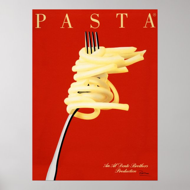 PASTA AL DENTE Razzia Italian Food noodle Art Deco Poster (Front)