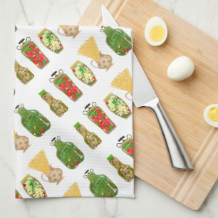 Pasta and Pepper Jars Tea Towel