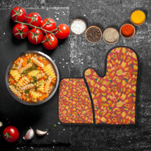 Pasta and vegetables maroon red