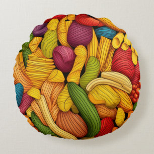Pasta art background round cushion