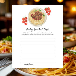 Pasta baby shower - Baby bucket list