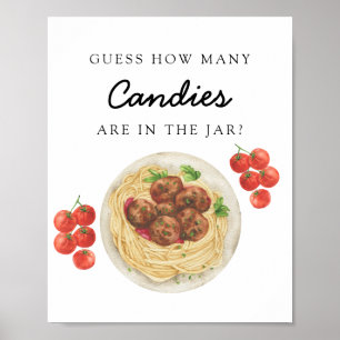 Pasta Baby shower Guess how many candies Poster