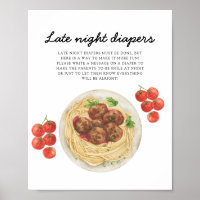 Pasta Baby shower Late night diapers