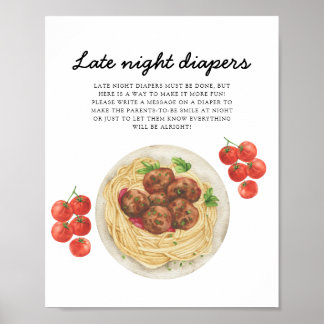 Pasta Baby shower Late night diapers Poster