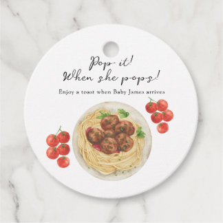 Pasta Baby Shower Pop it! When she pops Favour Tags