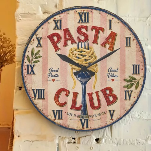 Pasta Club Vintage Kitchen Large Clock (Creator Uploaded)