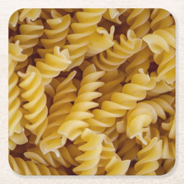 Pasta Fusilli Noodles Square Paper Coaster (Front)