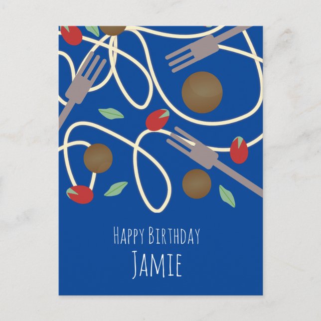 Pasta Lover Birthday Name Postcard (Front)
