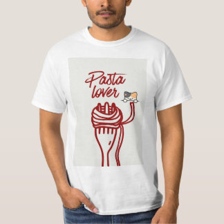 pasta lover & cat design t-shirt