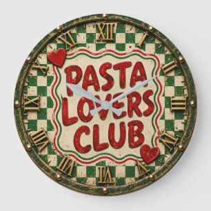 Pasta Lovers Club Italian Kitchen Gift & Farmhouse Large Clock