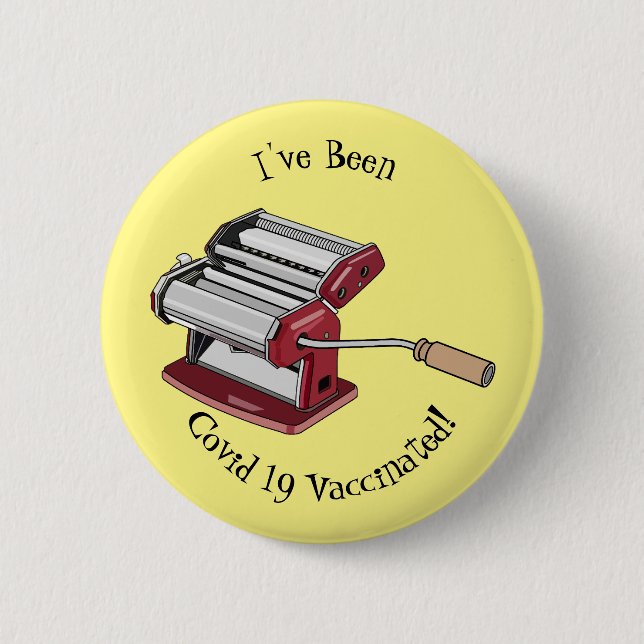 Pasta maker cartoon illustration 6 cm round badge (Front)
