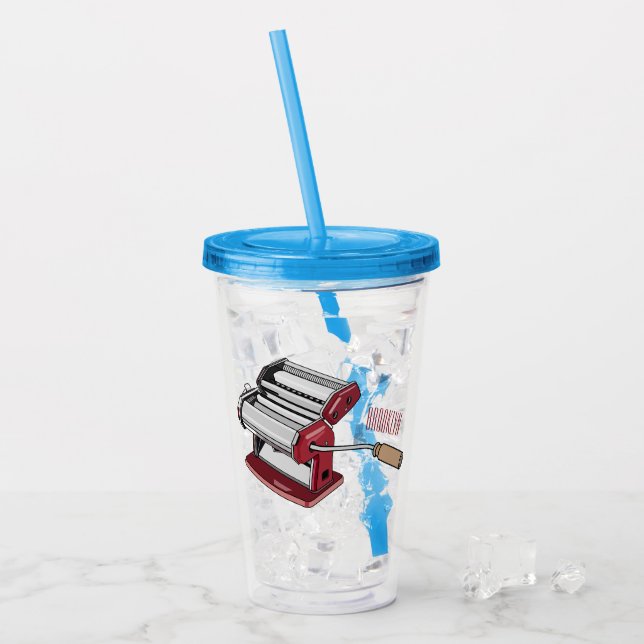 Pasta maker cartoon illustration  acrylic tumbler (Front Ice)