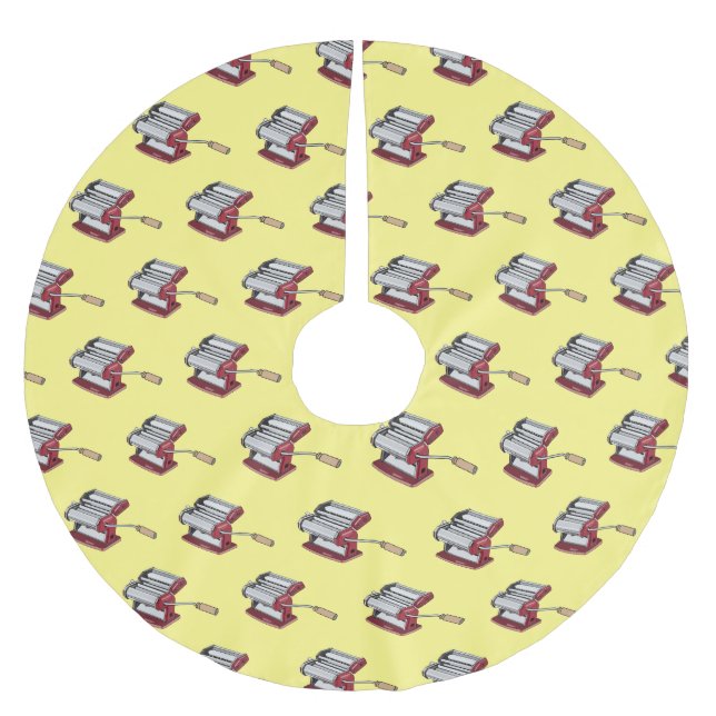 Pasta maker cartoon illustration  brushed polyester tree skirt (Front)