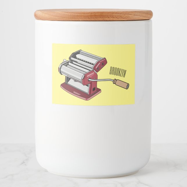 Pasta maker cartoon illustration  food label (Front)