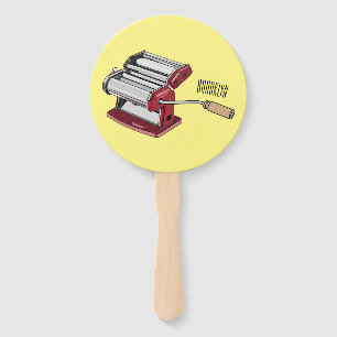 Pasta maker cartoon illustration  hand fan