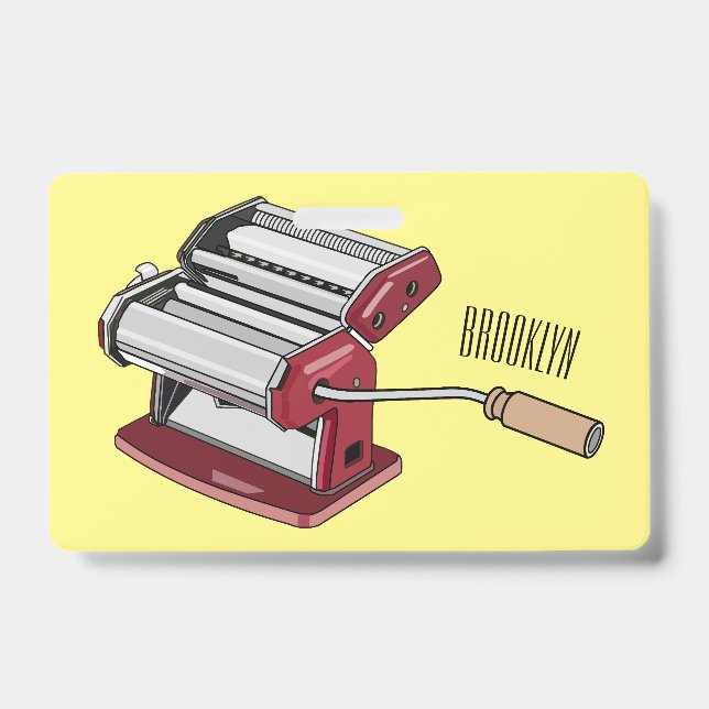 Pasta maker cartoon illustration  ID badge (Front)