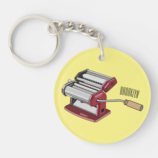Pasta maker cartoon illustration  key ring (Front)