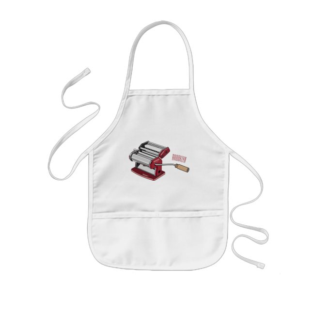 Pasta maker cartoon illustration  kids apron (Front)