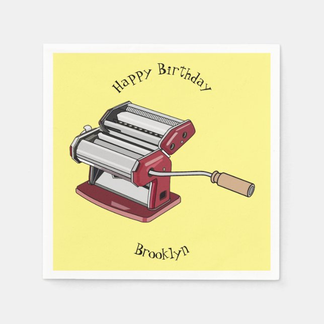 Pasta maker cartoon illustration napkin (Front)