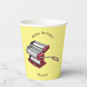 Pasta maker cartoon illustration paper cups