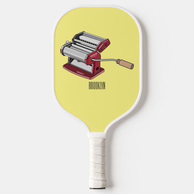 Pasta maker cartoon illustration  pickleball paddle (Front)