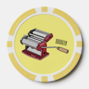 Pasta maker cartoon illustration  poker chips