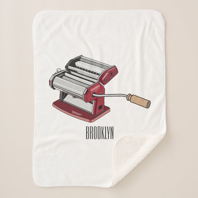 Pasta maker cartoon illustration sherpa blanket (Front)