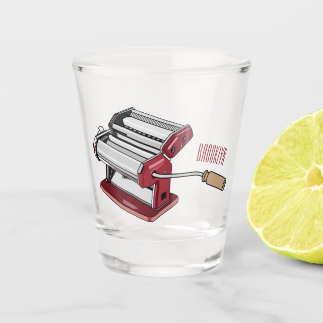 Pasta maker cartoon illustration  shot glass (Front)
