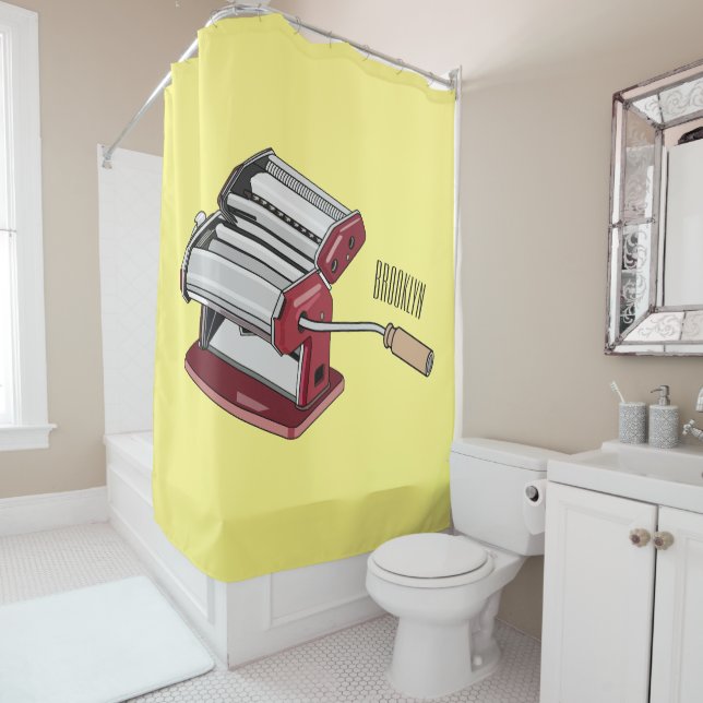 Pasta maker cartoon illustration  shower curtain (In Situ)