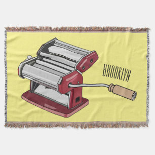 Pasta maker cartoon illustration throw blanket