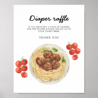 Pasta Meatball Baby shower Diaper raffle Poster