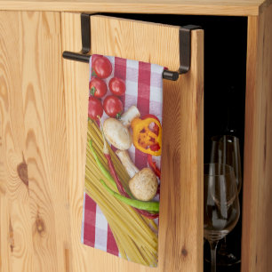 Pasta Mushroom Tomato Kitchen Towels