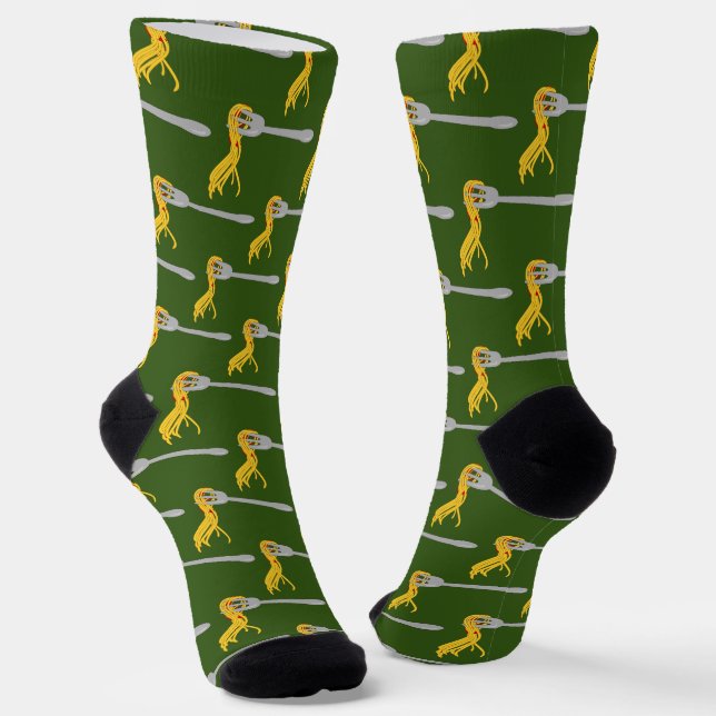Pasta on Fork - fun Spaghetti Italian Food pattern Socks (Angled)